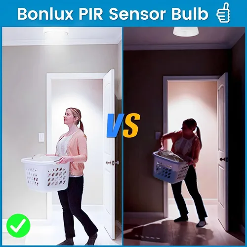 Vista 5 de Bonlux PIR - Lámpara de techo LED con sensor de movimiento, 15 W (equivalente a 150 W), base media E26, luz de techo LED de atardecer a amanecer