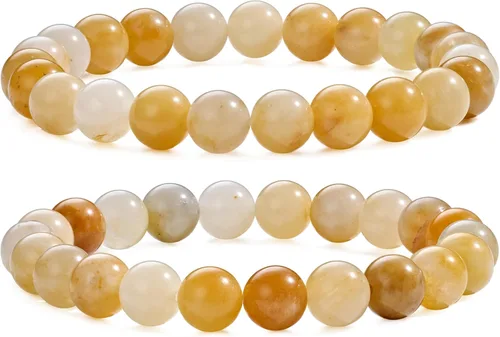 Vista 38 de Bivei - Pulsera elástica de cuentas redondas de cristales curativos semipreciosos naturales, hecha a mano, rellenadores de regalo para mujeres Ágata