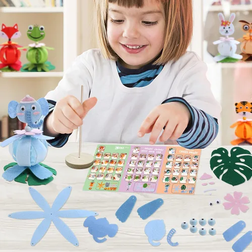Vista 4 de Kits de manualidades Coola para niños de fieltro Animales pequeños para niños - Pack de 6 Arte y manualidades DIY Juguetes educativos tempranos