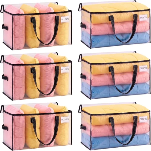 Vista 10 de VENO Paquete de 4 bolsas de mudanza resistentes, bolsas de almacenamiento de ropa y edredón con ventana transparente, suministros de embalaje