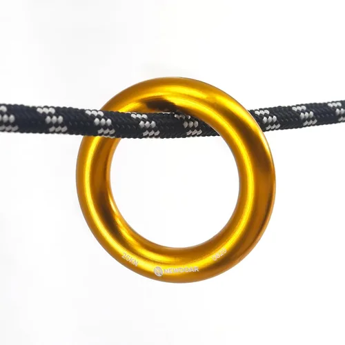 Vista 6 de NewDoar Rappel Ring 25kN Oro Grande O-Ring Cuerda Conector para Escalada Arborista Rescate Hamaca y Slackline