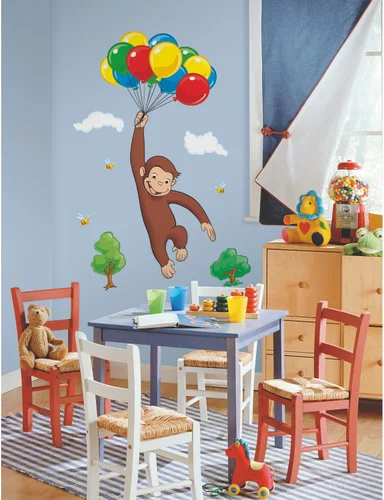 Vista 3 de RoomMates DreamWorks Curious George Calcomanía gigante para pared adhesiva de RoomMates, RMK1082GM