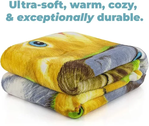 Vista 2 de Manta de forro polar súper suave con diseño de gatos.