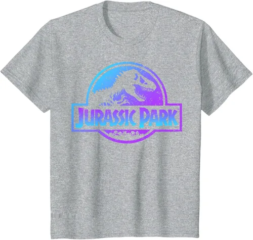 Vista 56 de Jurassic Park Camiseta de manga corta con logotipo Fossil azul y morado Negro