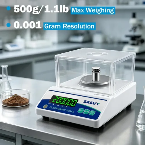 Vista 2 de Báscula de laboratorio 17.64 oz x 0.00 oz Escala científica g/oz/ct/lb Balanza analítica electrónica digital de alta precisión para joyería, cocina