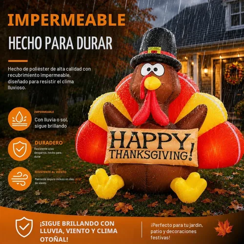 Vista 6 de Danxilu Inflables de Acción de Gracias de 6 pies para decoración al aire 6FT B2 Turquía