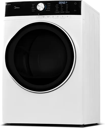 Vista 9 de Midea MLE45N1AWW Secadora eléctrica de carga frontal a juego, con sensor de acero inoxidable seco, cuidado de arrugas, control táctil, 10 ciclos