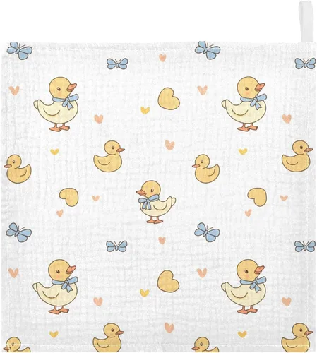 Vista 25 de Toallas de algodón para bebé, toallas de baño unisex para recién nacidos, toallitas naturales para piel delicada, 11.8 x 11.8 pulgadas, paquete de 5