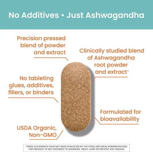 Vista 4 de Himalaya Raíz de Ashwagandha Orgánica, Suministro para 30 Días - Suplementos de Apoyo Suprarrenal a Base de Hierbas para Aliviar el Estrés y Apoyo