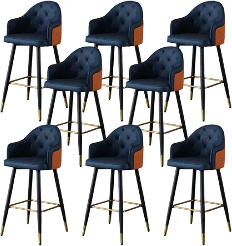 Vista 7 de Silla de bar, taburete de bar Glam con respaldo bajo, taburete tapizado para mostrador para Bristol (beige, taburete de 1 mostrador