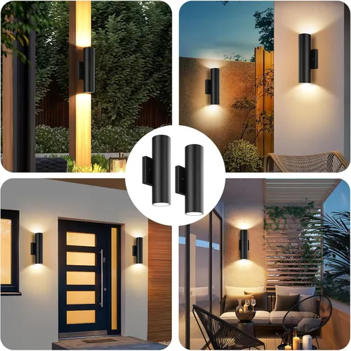 Vista 7 de GoBright Luces de pared al aire libre, cilindro integrado 12W LED arriba