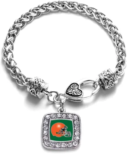 Vista 63 de Pulsera de dijes cuadrados de plata con joyería de circonita cúbica