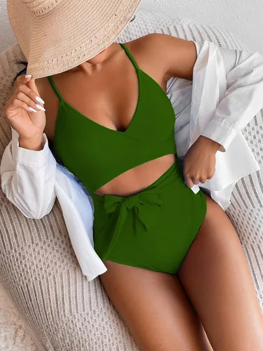 Vista 4 de Modihito Traje de baño de una pieza para mujer con corte frontal, corte alto, monokini