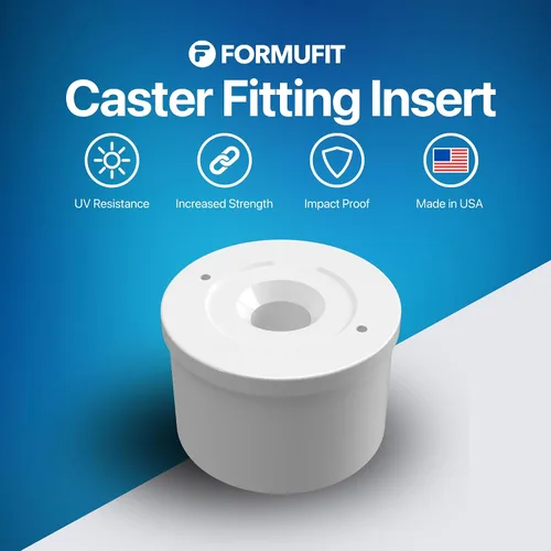 Vista 2 de FORMUFIT Adaptador de montaje de PVC con ruedas de 1-1/4 pulgadas, grado de muebles, blanco, fabricado en Estados Unidos, resistente a los rayos UV
