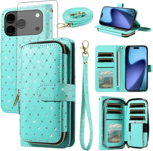 Vista 173 de Funda para teléfono iPhone 6 6S con cremallera y protector de pantalla con protector de pantalla, correa de cordón cruzado, ranura para iPhone 6 Six