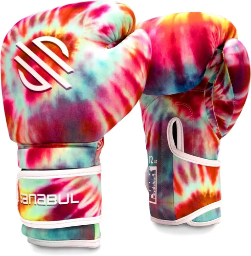 Vista 2 de Sanabul Guantes de boxeo Funk Strike Tie Dye con gel para hombres y mujeres, guantes de kickboxing y Muay Thai elegantes y protectores