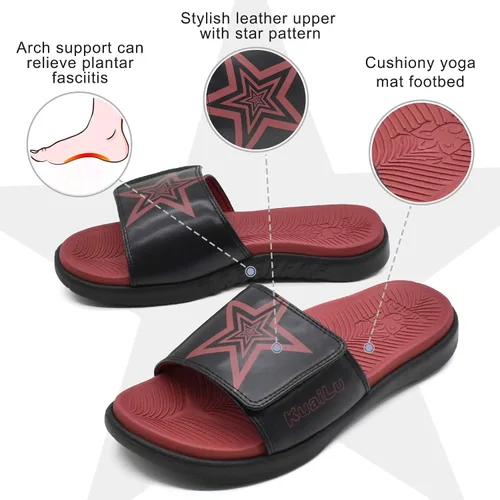 Vista 2 de KuaiLu Sandalias deportivas para hombre con cojín suave y soporte de arco para fascitis plantar, puntera abierta, ajustables, para interiores