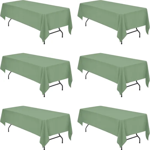 Vista 49 de BRILLMAX - Manteles para mesa rectangular de 6 pies, tela de lino de poliéster, lavable, para boda, recepción, banquete, fiesta de cumpleaños, 60 x