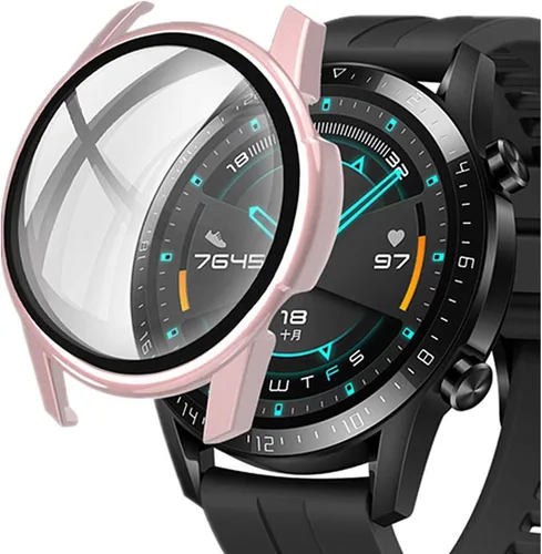 Vista 13 de Protector de pantalla de reloj compatible con Huawei GT2 de 1.63 pulgadas, ultra delgado, HD, vidrio templado, protección general, cubierta dura