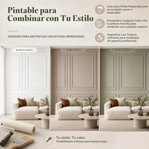 Vista 5 de Pangda 3 juegos de molduras de pared para despegar y pegar, estilo capa interior y exterior, panel de revestimiento prefabricado para decoración