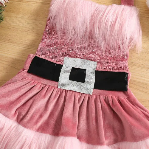 Vista 7 de oneflow Traje de Navidad para recién nacido, vestido de Navidad de terciopelo rojo, mameluco para primer vestido de Navidad