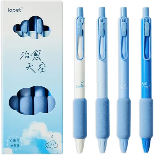 Vista 8 de Kawaii - Juego de 4 bolígrafos de gel para presión neutra, bolígrafo de alta belleza para niña, bolígrafo de corazón para oficina, escuela (té verde)