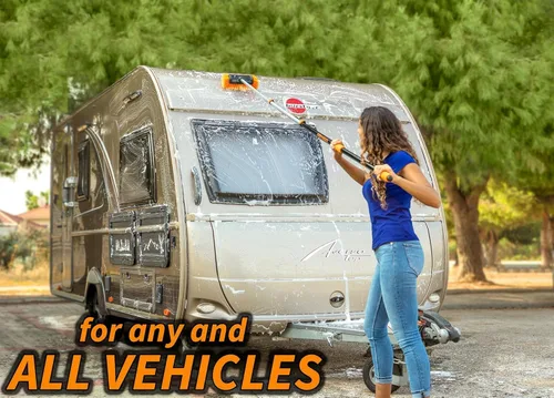Vista 4 de Kit de cepillo de lavado para coche y RV con mango extensible largo de 48-144 Car, Truck Washing Kit with Microfiber Car Mop, Soft Washing Brush