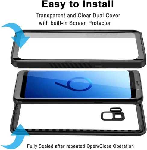 Vista 6 de YMCCOOL Funda impermeable para Samsung Galaxy S9, protección de cuerpo completo, a prueba de golpes, nieve, suciedad con protector de pantalla