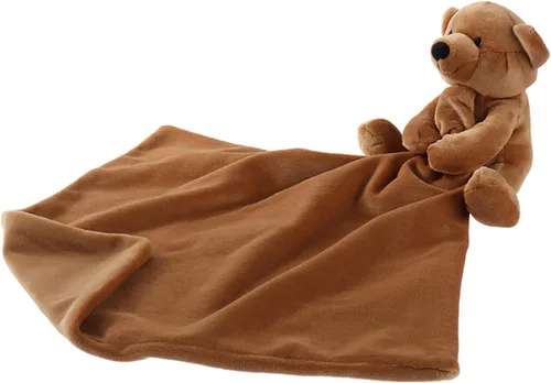 Vista 4 de Apricot Lamb Manta de seguridad de animales de peluche, oso de peluche marrón, manta de personaje para guardería, felpa de lujo