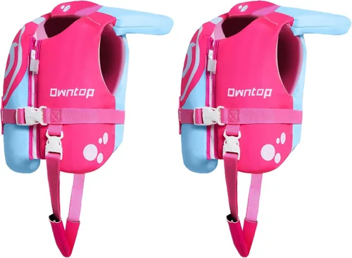 Vista 10 de Owntop Chaleco de natación para niños pequeños, chaqueta flotante, ayuda de natación para niños de 20-30-40-50 libras con correas de seguridad