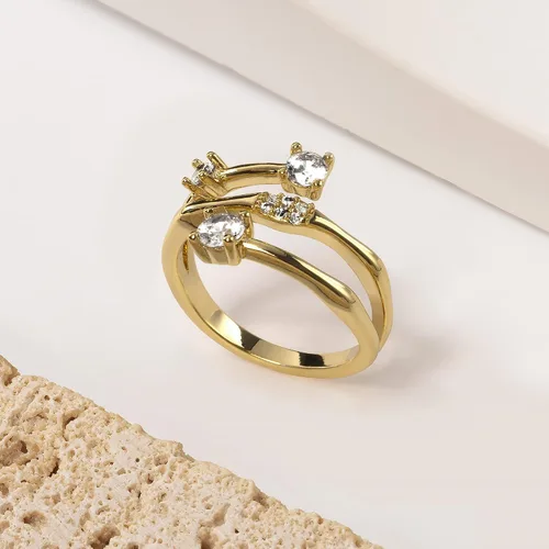 Vista 5 de YeGieonr 18K Gold Plated Rings for Women with Coil Design,Sparky Cubic Zirconia Wrap Gold Ring, Dainty Statement Jewelry for Women, Girls