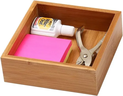 Vista 10 de YBM Home Caja de almacenamiento organizadora de cajones de cocina hecha de bambú, 3x3x2 pulgadas 320