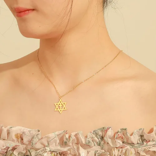Vista 2 de EUEAVAN Collar con dije de estrella de David para mujer, con dije hexagonal, amuleto, simbólico, judío, Israel, religioso, David, joyería de regalo