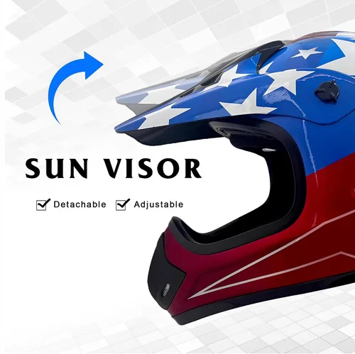Vista 4 de KRN Casco todoterreno para adultos, casco ATV aprobado por DOT, casco de motocross dirt bike para motocicleta KY-128