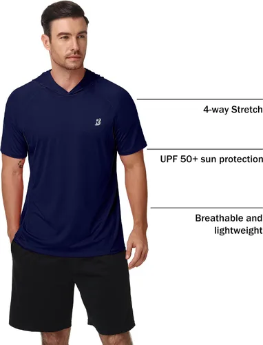 Vista 6 de Roadbox Sudadera con capucha de manga corta para hombre, ligera, de secado rápido, con protección solar Quick Dry, Breathable, Moisture Wicking, Sun