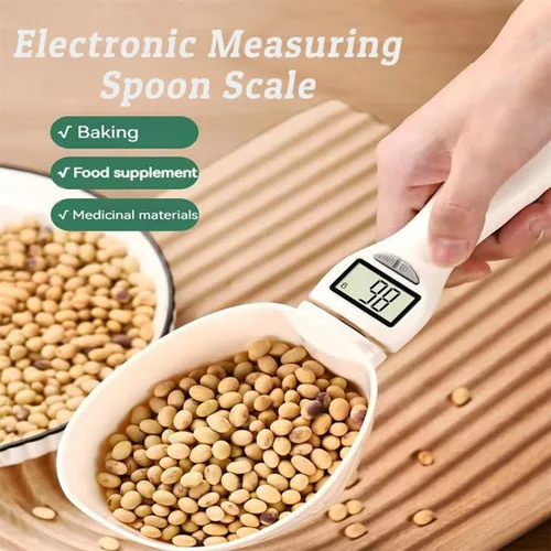 Vista 2 de Cuchara medidora electrónica con conversión de onzas/onza líquida/ml/gramo, cucharas medidoras digitales ajustables para cocinar hornear, cuchara