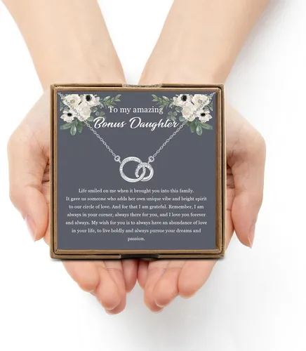 Vista 5 de OKEYCH Regalo de regalo para hija de padrastro, collar para hijastra, regalo para hijastra de madrastra padrastro, regalo de cumpleaños para hija