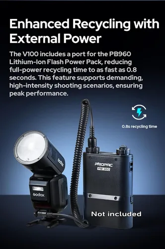 Vista 14 de GODOX V100 C Godox Flash para Canon - Flash TTL de 100Ws para cámaras Canon EOS, control de pantalla táctil, 400 destellos de potencia completa