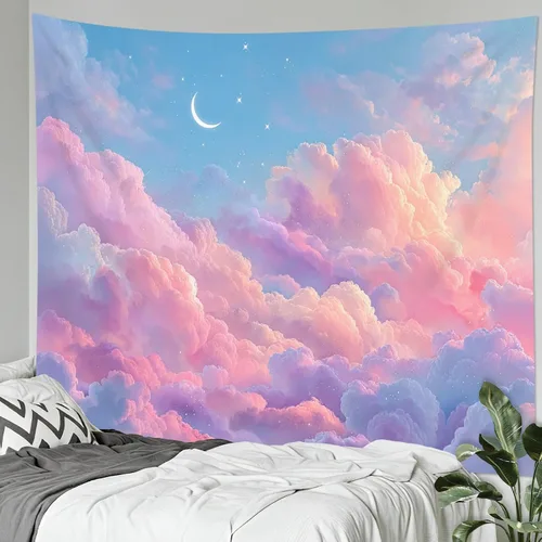 Vista 13 de HVEST Tapiz de lobo, tapiz de bosque psicodélico, tapiz para colgar en la pared, tapices de luna, animales salvajes, decoración de habitación, manta