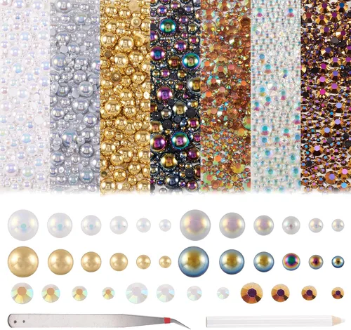 Vista 16 de Craftdady 5500 diamantes de imitación de cristal facetado de 0.079 pulgadas, 11 colores puntiagudos en la parte posterior, piedras natales