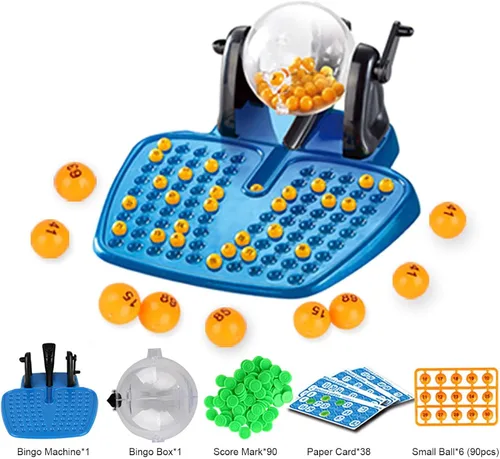 Vista 5 de Juego de bingo, lotería tradicional, juego de bingo de lotería con 90 bolas y 38 tarjetas para juegos de mesa de máquina de lotería