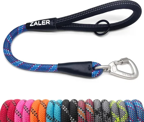Vista 8 de ZALER Correa corta para perro, correa de tráfico de cuerda de 18 pulgadas para perros, correa reflectante con junta tórica, correa resistente