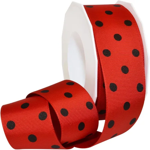 Vista 3 de Morex Ribbon grogrén cinta, 1 1/2" x 20 yardas, Socking Rosa con Blanco puntos (3908.38/20-175)