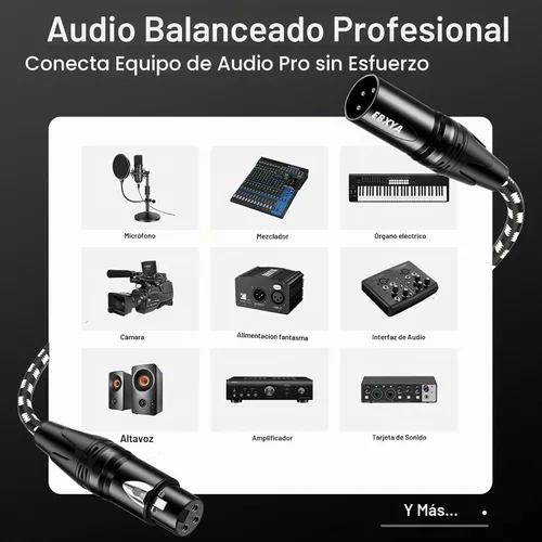 Vista 5 de EBXYA Paquete de 4 cables XLR de 6 pies, trenzado de 3 pines equilibrado macho a hembra