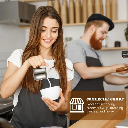 Vista 4 de Bokon 36 piezas de cremas de campana de acero inoxidable de 3 onzas para servir leche, café, crema, jarabe, azúcar en forma de campana, recipiente