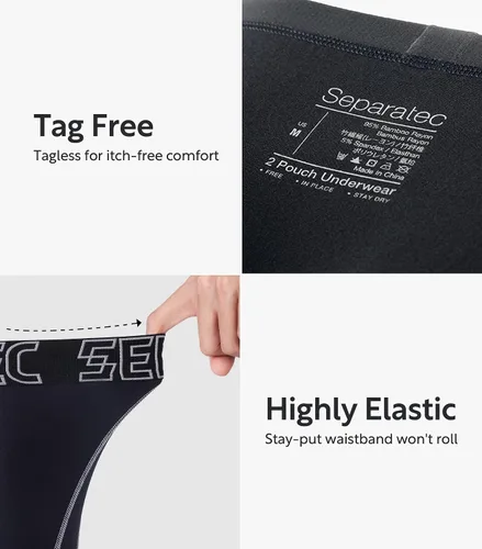 Vista 5 de Separatec - Calzoncillos tipo bóxer para hombre, 7 unidades, algodón, elásticos, separados