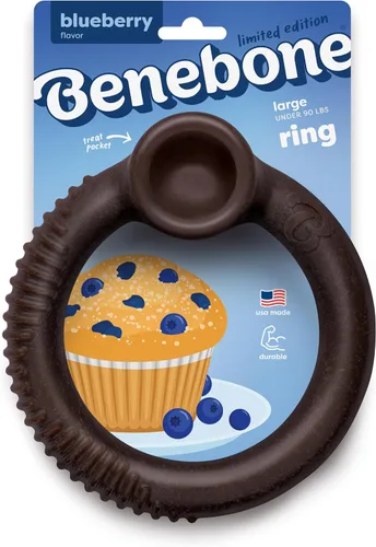 Vista 8 de Benebone Ring - Juguete masticable duradero para perros para masticadores agresivos, edición limitada, sabor arándano, pequeño
