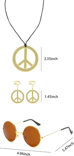 Vista 5 de Ainiel Trajes de discoteca de los años 60 y 70 para mujer, disfraz hippie, chaleco con flecos, ropa para mujer, gafas hippy, accesorios