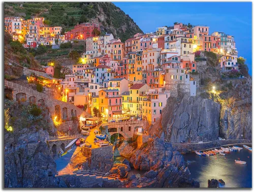Vista 11 de NAN Wind 3 piezas de lienzo moderno pintura de pared paisaje urbano tradicional puerto mediterráneo mar Cinque Terre Italia costa paisaje impresión