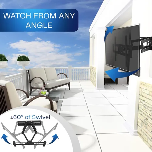 Vista 7 de VIVO Soporte de pared para TV de movimiento completo para exteriores para pantallas de 37 a 80 pulgadas, soporte articulado con capacidad para hasta